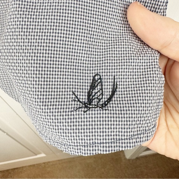 Orvis Navy Gray Casual Button Down Textured Fabric Roll Tab Fishing Shirt Sz L - Picture 5 of 12